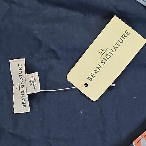 NWT LL Bean Signature 100% Cotton Poplin Blue Tropical Print V Neck Dress - Picture 10 of 16